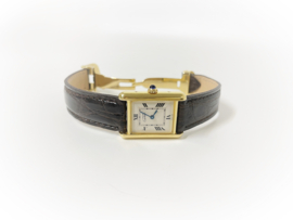 Must de Cartier Tank Quartz Large Ivory Roman Dial Model 2415 Deployante