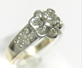 18 K Bicolor Gouden Rozet Ring 0.62 crt Briljantgeslepen Diamant