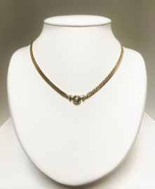 Massief Gouden Colitaire Gourmet Schakel Solitaire Collier Diamant - 43 cm / 16,7 g