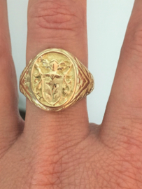 14 K Gouden Heren Ring met Wapen (bewerkt) - 10,02 gr