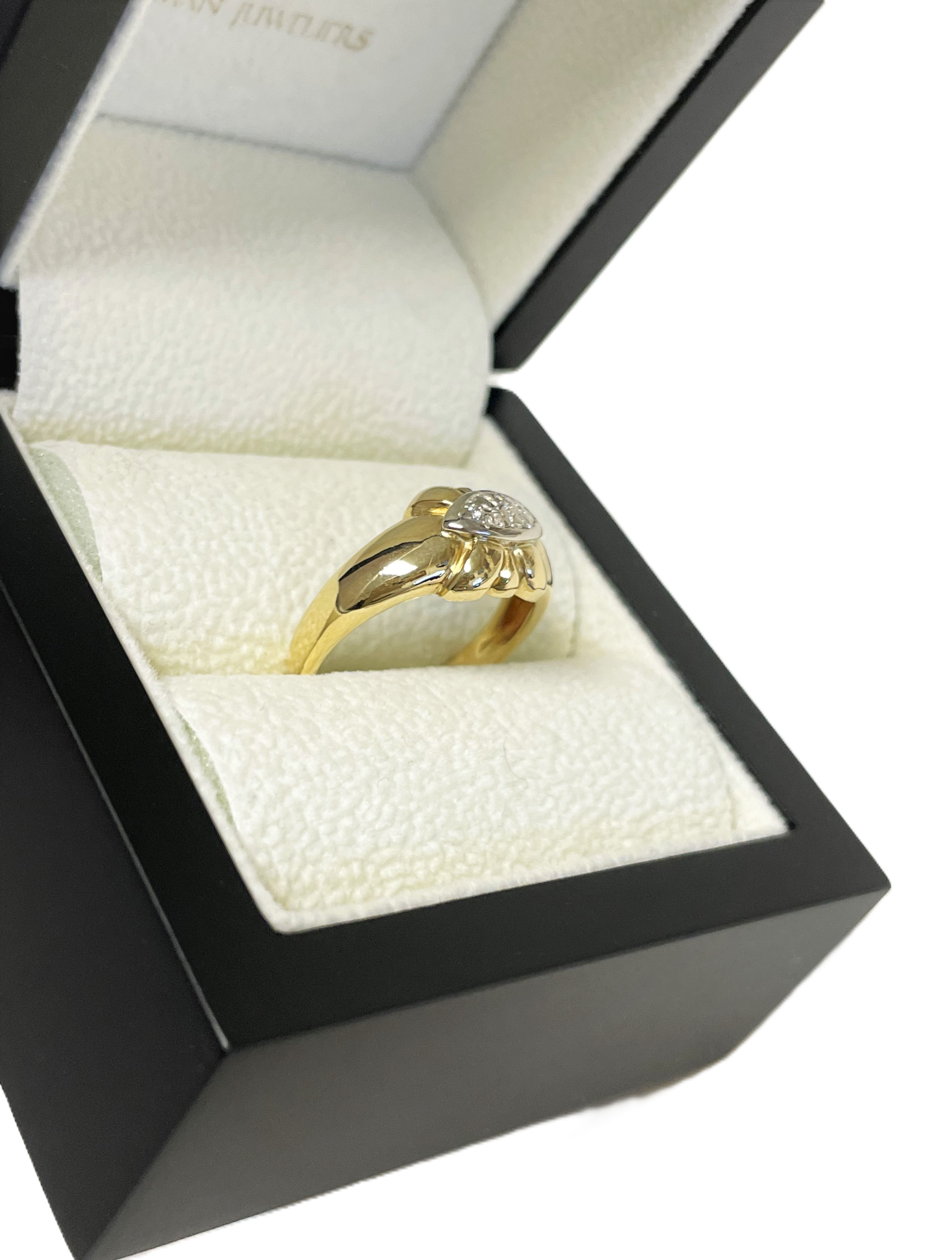 18 Karaat Bicolor Gouden Fantasie Ring 0.07 ct Briljant Geslepen Diamant