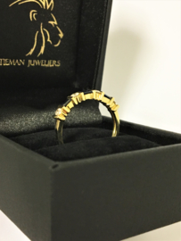 18 K Gouden Rijring 0.20 crt Briljantgeslepen Diamant / Saffier