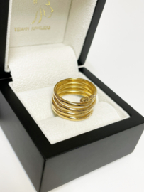 18 K Gouden Wikkel Ring 1,3 cm Geringde Eindstukken  - Mt 18,3