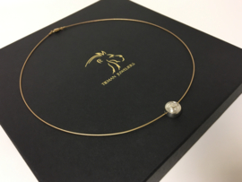 14 K Gouden Spang met Witgouden Glijder - 42 cm / 0.15 crt Diamant