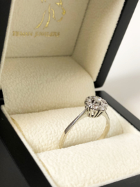 14 K Witgouden Rozet Ring 0.20 crt Briljantgeslepen Diamant G/VS1