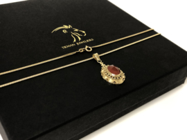 14 K Gouden Gourmet Collier Carneool Hanger - 42,5 cm / 8 g
