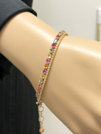 Just Jewels Rainbow 18 K Gouden Armband 0.73 crt Diamant / 6,74 crt Saffier