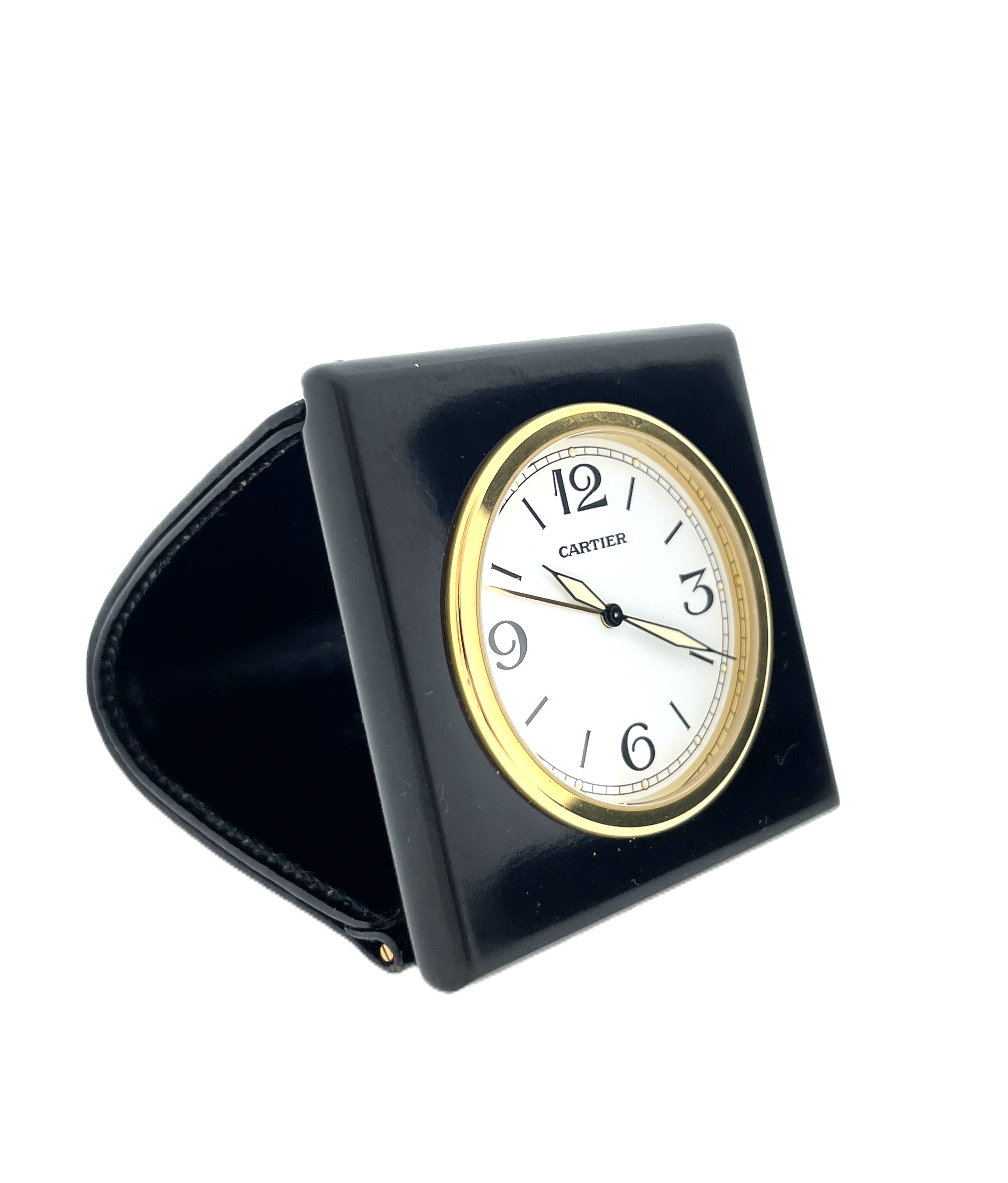 Vintage Cartier Pasha Travel Alarm Clock Ref/ 0251 Reiswekker Lederen Foudraal