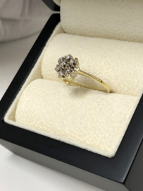 14 K Antiek Gouden Rozet Ring 0.15 crt Briljantgeslepen Diamant - H / VS1