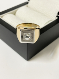 Bicolor Gouden Heren Ring 0.50 ct Amsterdamse Roos Geslepen Diamant