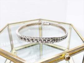 14 Karaat Witgouden Diamant Schakel Armband Visgraat 0.25 ct Diamant - 18.5 cm