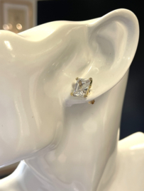 14 K Gouden Oorstekers Heldere Cubic Zirkonia Radiant Cut