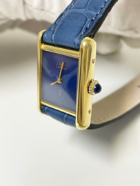 Must de Cartier Tank Lapis Lazuli Dial Dames Polshorloge - Denim Blue Strap