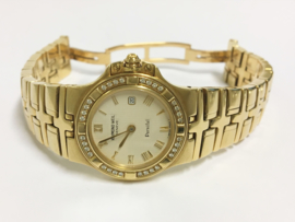 18 K Massief Gouden Raymond Weil Parsifal Diamond- Dames Polshorloge Incl Toebehoren