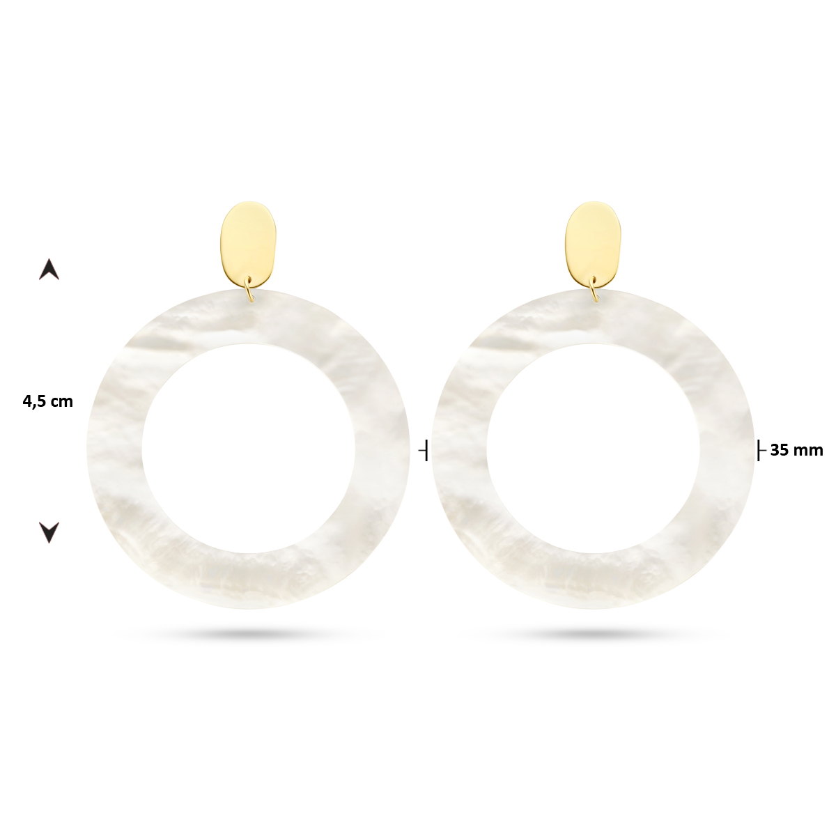 14 Karaat Gouden Oorstekers Parelmoer - 3.5 cm