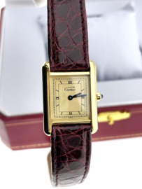 Must de Cartier Tank Quartz 366001 Dames Polshorloge Gold Roman Dial