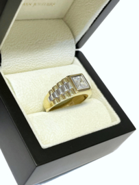 14 K Gouden Rolex Heren Ring President Carré Geslepen Heldere Cubic Zirkonia