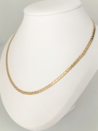 14 K Bicolor Gouden Koningsketting (plat) - 50 cm