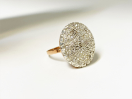 Royale Antiek Gouden Cocktail Ring 1,38 ct Diamant - Italië ca 1900