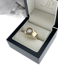 14 Karaat Gouden Heren Ring Octagon 0.85 ct Briljant Geslepen Diamant