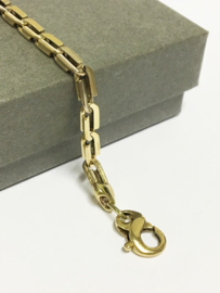 14 K Gouden Fantasie Schakel Armband -  17,5 cm / 10,6 g