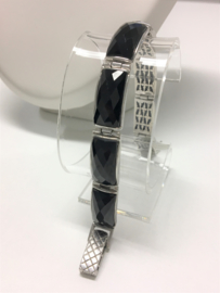 Set - Zilver met Facetgeslepen Onyx - Collier Armband Ring