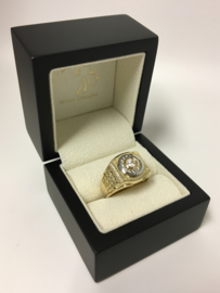 14 K Bicolor Gouden Heren Ring Schroefmotief / Zirkonia - 10,1 g