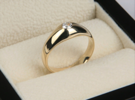 Antiek 14 K Gouden Heren Pink Ring 0.25 crt Briljantgeslepen Diamant F / IF