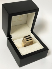 18 K Gouden Heren Ring Onyx / Briljantgeslepen Diamant - 9,45 g