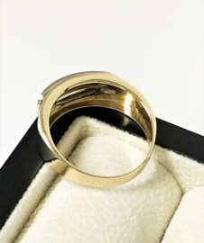 14 K Bicolor Gouden Bandring 0.20 crt Briljantgeslepen Diamant