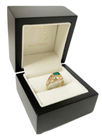 Antiek 14 Karaat Rosé Gouden Ring Synthetisch Smaragd