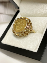 14 Karaat Gouden Munt Ring 1/4 Dukaat Salzburg 1704
