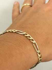14 K Bicolor Gouden Figaro Schakel Armband - 20 cm / 9 g