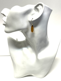 14 Karaat Geelgouden Pampel Oorhangers Natuurlijk Barnsteen Cognac - 4 cm