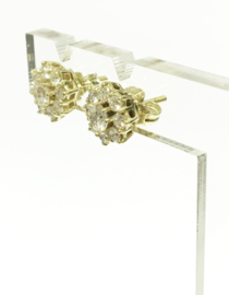 14 K Gouden Rozet Oorstekers 1,3 crt Briljantgeslepen Diamant Top Wesselton