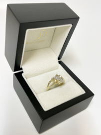 14 K Gouden Fantasie Slag Ring 0.10 ct Briljant Geslepen Diamant