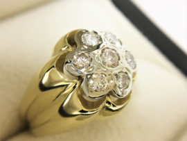 Grove 14 K Bicolor Gouden Rozet Ring ca 1 crt Diamant - 12,3 g