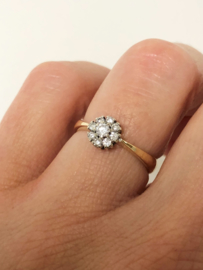 14 K Gouden Rozet Ring 0.25 crt Briljantgeslepen Diamant - H/ VVS2