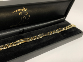 14 K Bicolor Gouden Heren Schakel Armband - 22 cm / 25,6 g / 8,5 mm