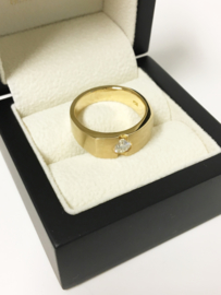 18 K Massief Gouden Heren Bandring 0.45 crt Briljantgeslepen Diamant H/VVS