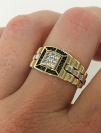 14 K Bicolor Gouden Heren Rolex Ring  Zirkonia - 6,9 g