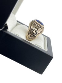 Vintage Massief 10 Karaat Heren 'Class Ring' Blauw  Spinel / Diamant