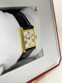 Must de Cartier Tank Midsize Quartz White Roman Dial Deployante Incl Cartier Garantie