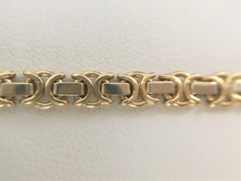 14 K Bicolor Gouden Koningsketting (plat) - 50 cm
