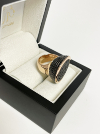 AL CORO 18 K Massief Rosé Gouden Ring 5,29 crt Briljant Geslepen Zwart Saffier - 17 g