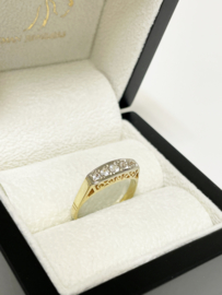Antiek 14 K Gouden Rijring Briljant Geslepen Wit Saffier