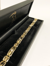 14 K Bicolor Gouden Schakel Armband 0.50 Crt Briljant Geslepen Diamant G/VS1 - 20 cm