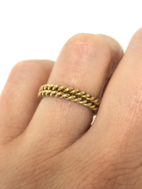 Set  14 K Gouden Bijzet Ringen - Kabel / Mt 18