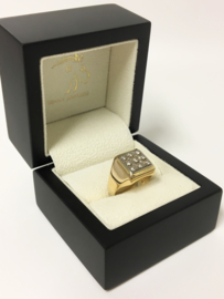 14 K Gouden Heren Zegelring ca 0.40 crt Briljant Geslepen Diamant