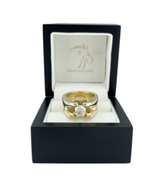 Zware Massief Gouden Heren Ring 1.40 ct Diamant - Inclusief HRD Diamond Certificate / 33.6 gram